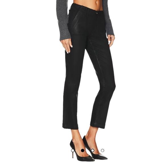 Paige Mayslie Straight Ankle in Black Fog Luxe Coating NWOT Size 32 - Picture 2 of 11